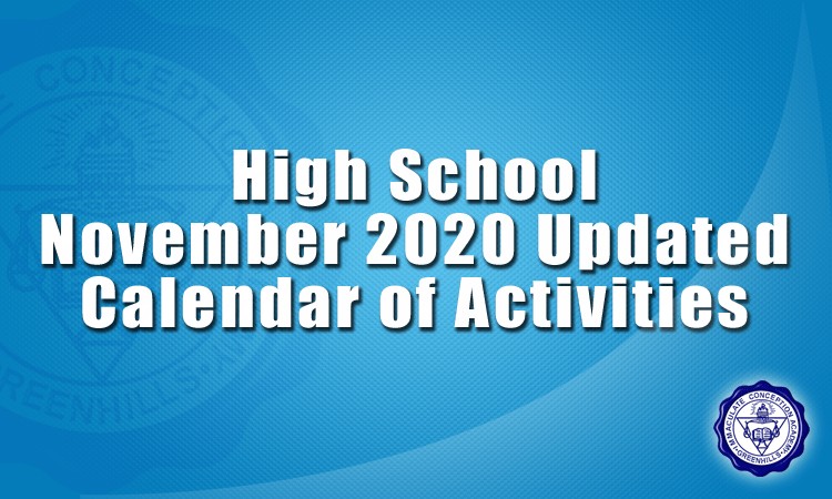 High School November 2020 Updated Calendar Of Activities Immaculate High School November 2020 Updated Calendar Of Activities Immaculate