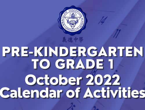 Pre-Kindergarten to Grade 1 October Calendar of Activities