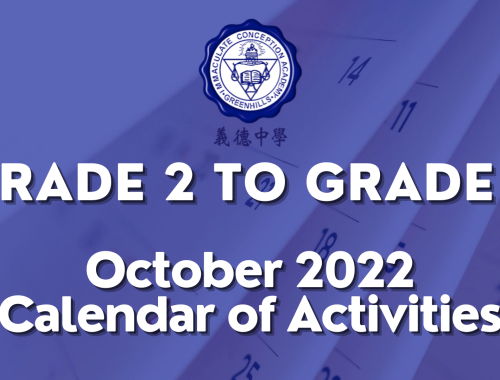 Grade 2 to 6 October Calendar of Activities