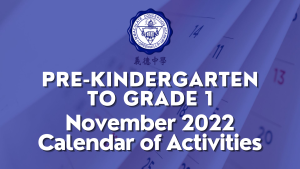 Pre-Kindergarten to Grade 1 November Calendar of Activities