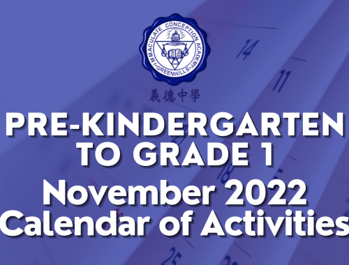 Pre-Kindergarten to Grade 1 November Calendar of Activities