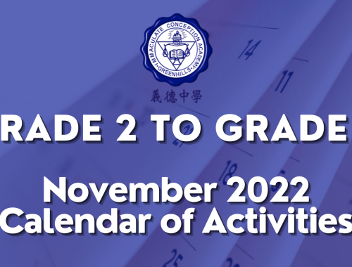 Grade 2 to 6 November Calendar of Activities