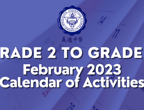 Grade 2 to 6 Calendar of Activities for February 2023