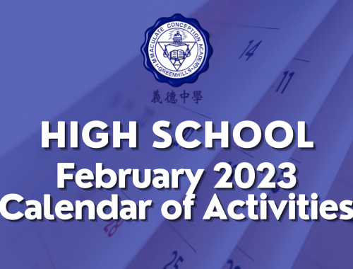 High School Calendar of Activities for February 2023