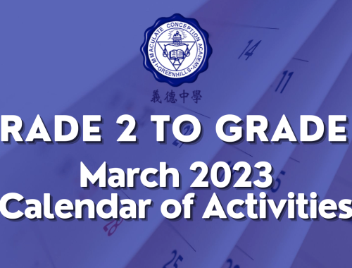 Grade 2 to 6 Calendar of Activities for March 2023