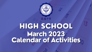 High School Calendar of Activities for March 2023