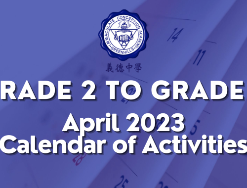 Grade 2 to 6 Calendar of Activities for April 2023