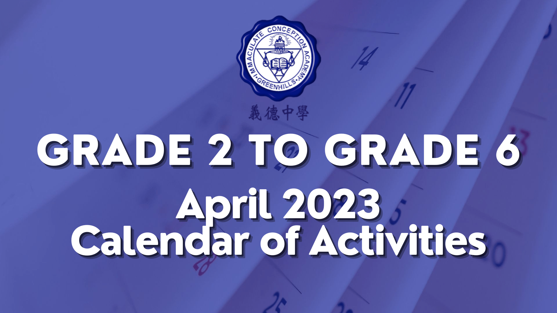 Grade 2 to 6 Calendar of Activities for April 2023